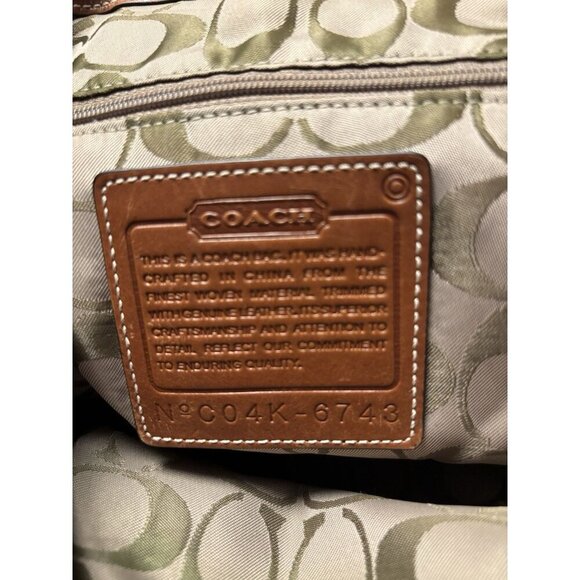 Coach Vtg Beige Canvas Backpack w Blue, Brown, & Red Leather Accents - Picture 8 of 9